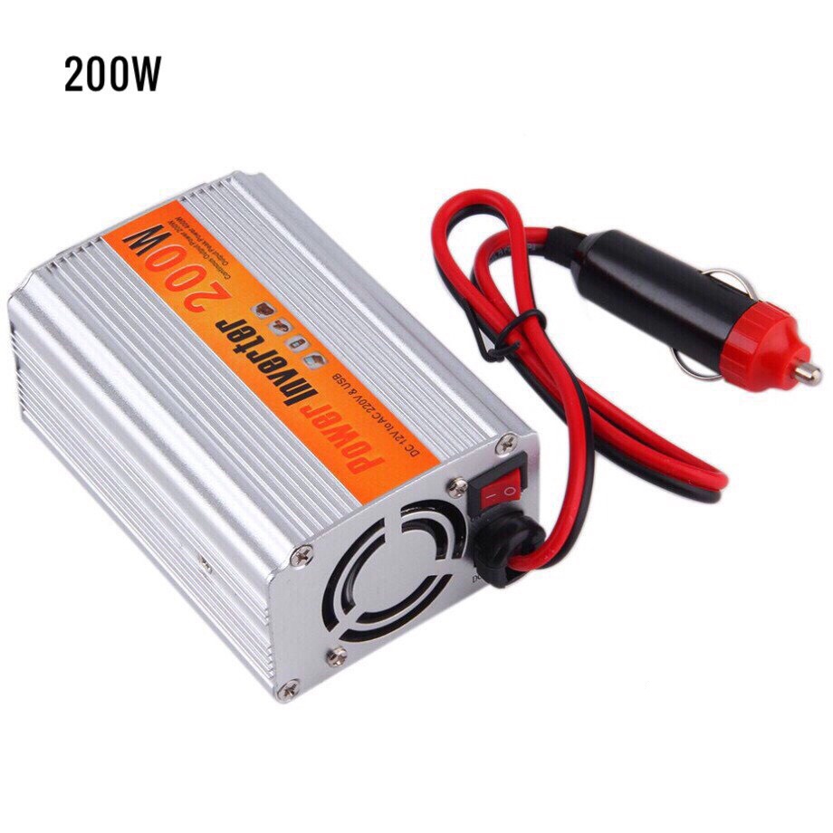 อินเวอร์เตอร์-หม้อแปลงไฟ-12v200w-เครื่องแปลงไฟรถเป็นไฟบ้าน-ตัวแปลงไฟรถ-ใช้อุปกรณ์ไฟบ้านได้ในรถ-dc-12v-to-ac-220v-200w