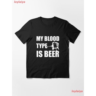 My Blood Type Is Beer , Beer T Shirt Essential T-Shirt เสื้อยืดผู้ชาย ลายการ์ตูนพิมพ์ลายเสื้อลายการ์ตูนผู้หญิง เสื้อคอกล