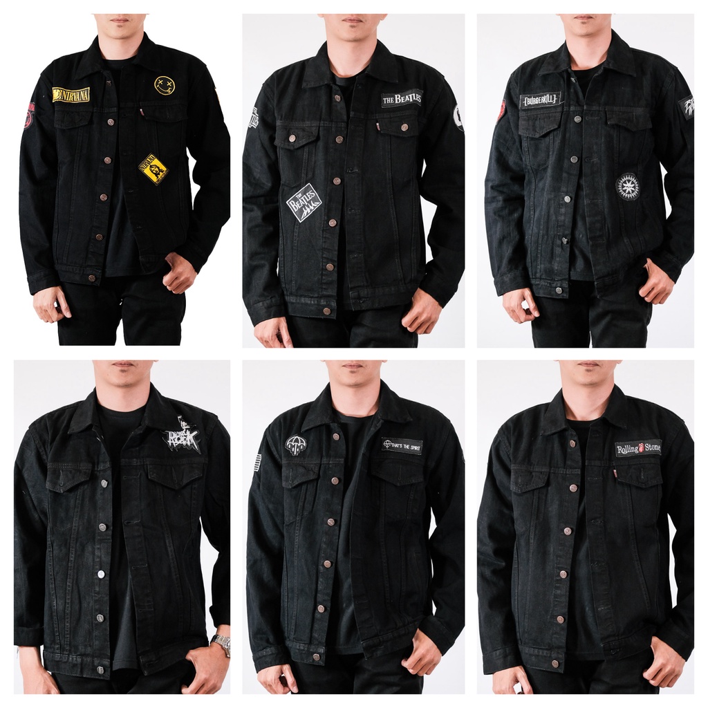 Emblem ปัก Men& 39;s Denim Jean Jacket - BLVCK | Shopee Thailand