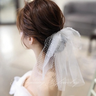 ผ้าโพกศีรษะ ผ้าโปร่ง ประดับโบว์ สไตล์เกาหลี สําหรับผู้หญิง เจ้าสาว งานแต่งงาน hs702