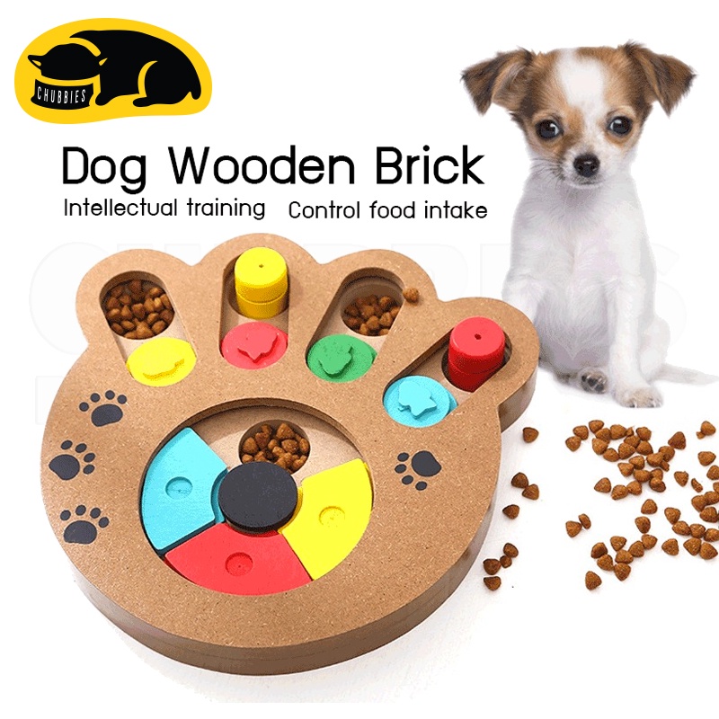 พร้อมส่ง-c11-ของเล่นฝึกบริหารสมองสุนัข-ฝึกดมกลิ่น-ดึงความสนใจได้เป็นอย่างดี-รุ่น-wooden-food-brick-ความยาก-ระดับ-2