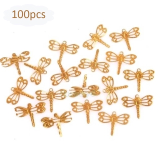 CHARMS จี้รูปแมลงปอสีทอง 12x15 มม . 100 ชิ้นสําหรับทําเครื่องประดับ Diy