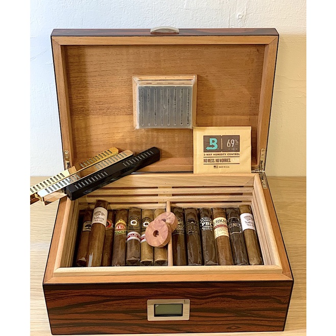 Humidor Tiger wood veneer 60 sticks Shopee Thailand