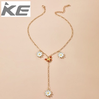 Small chrysanthemum long butterfly necklace Simple small fresh sweet butterfly accessories for