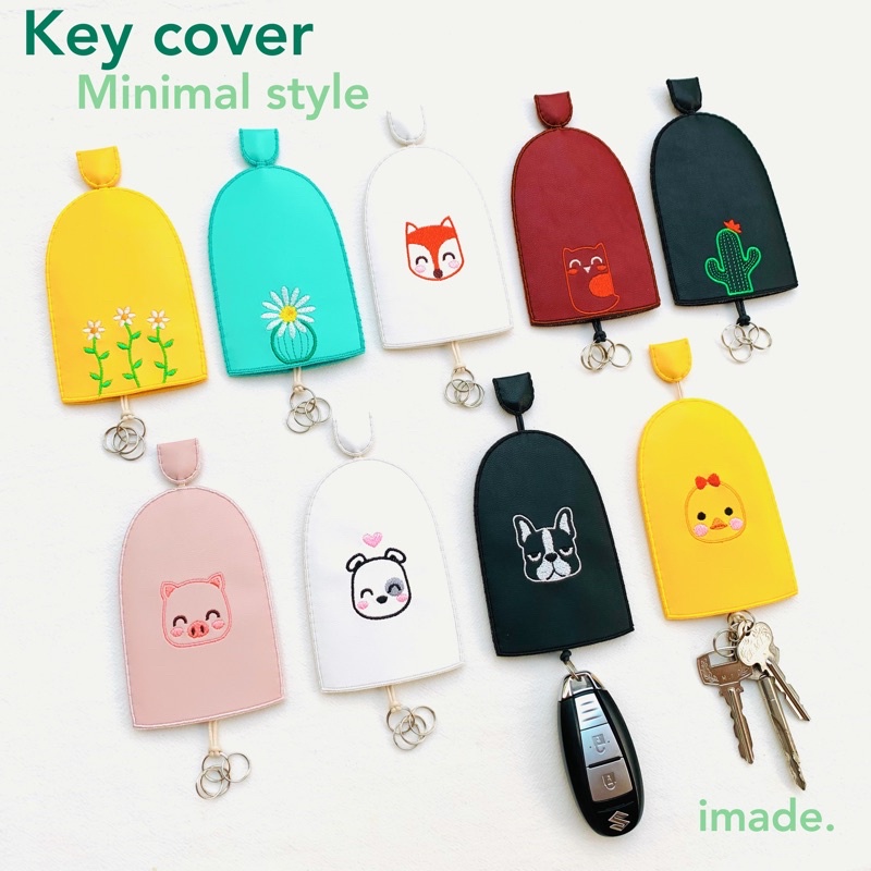 ภาพหน้าปกสินค้ากระเป๋าใส่กุญแจ ที่เก็บกุญแจ ที่ใส่กุญแจ รีโมทรถยนต์ หนังนิ่มปักลายน่ารัก Key cover