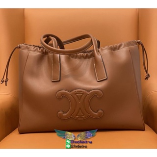 Cel triomphe drawstring shoulder shopper tote bag foldable storage bag authentic quality