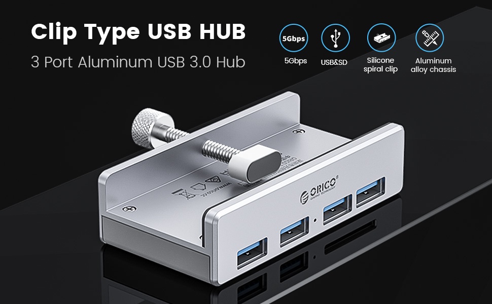 มุมมองเพิ่มเติมของสินค้า Orico อะแดปเตอร์ฮับ USB 3.0 อะลูมิเนียม 4 พอร์ต ความเร็วสูง 10-32 มม. สําหรับแล็ปท็อป เดสก์ท็อป (MH4PU)