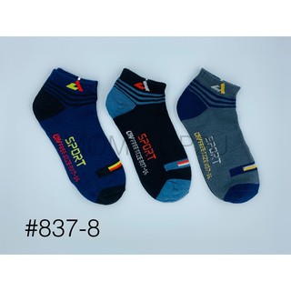 สินค้า OW Socks ถุงเท้าข้อสั้นสปอร์ต 837-8 แพ็ค 12 คู่คละสี