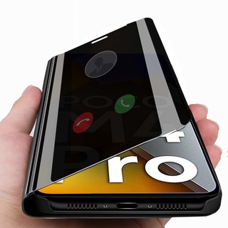 Smart Mirror Flip Case For Xiaomi Poco M4 Pro 6.43" Shockproof Armor Cover For Xiomi Poco M4Pro 4G Magnetic Stand Shell Coque