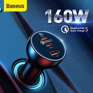 Baseus ที่ชาร์จในรถยนต์ 160W QC 5.0 ชาร์จเร็ว สําหรับ iPhone 13 12 Pro แล็ปท็อป แท็บเล็ต ที่ชาร์จโทรศัพท์ในรถ