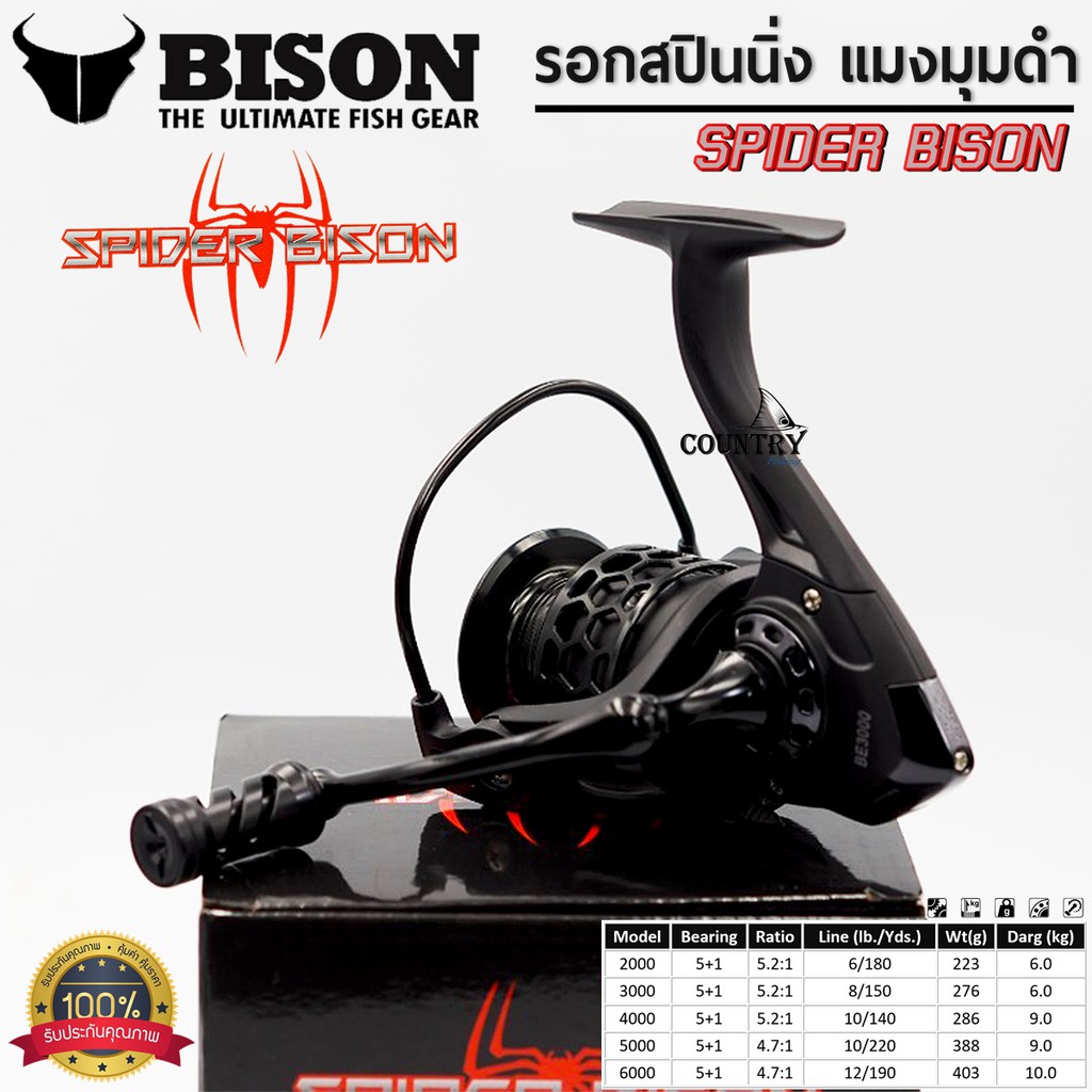 spider-bison-แมงมุมดำ-รอกสปินนิ่งไบสัน-สุดสวย-สีดำด้าน-ดุๆ-รับประกันคุณภาพ