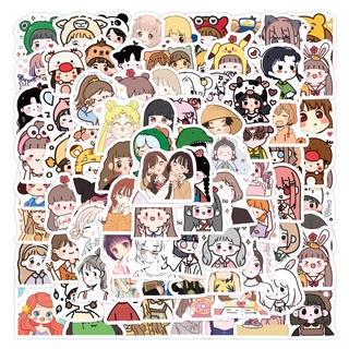 สติ๊กเกอร์ลายการ์ตูนน่ารักกันน้ําสําหรับติดตกแต่งสมุด 100 ชิ้น