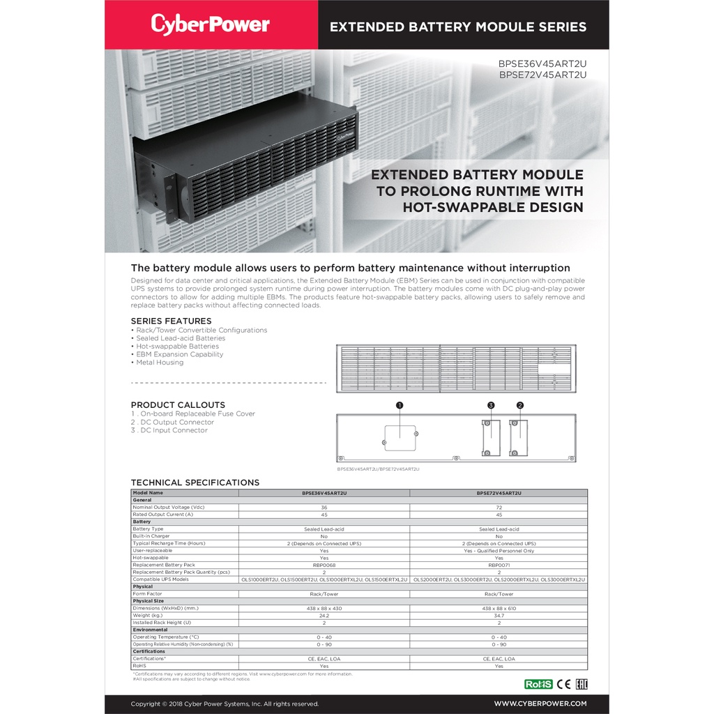 cyberpower-ups-เครื่องสำรองไฟ-อุปกรณ์สำรองจ่ายไฟ-ols-series-รุ่น-bpse36v45art2u-รับประกันศูนย์-2-ปี