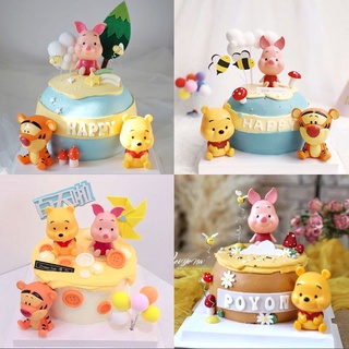 ตุ๊กตาการ์ตูน Winnie the Pooh Piglet Pig Tigger สําหรับตกแต่งเค้กวันเกิดเด็ก