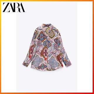 Zara ใหม่ เสื้อเชิ้ต ผ้าซาติน ผ้าไหม สําหรับผู้หญิง 7969237 330