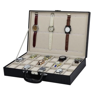 กระเป๋าเก็บนาฬิกา 36 เรือน กระเป๋าใส่นาฬิกา กล่องใส่นาฬิกา ลายหนังจระเข้ มีกุญแจล็อค (พร้อมส่งจากไทย)