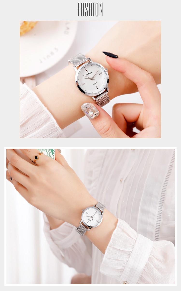 เกี่ยวกับสินค้า SKMEI นาฬิกาข้อมือควอตซ์ สายสเตนเลส แฟชั่นสำหรับผู้หญิง