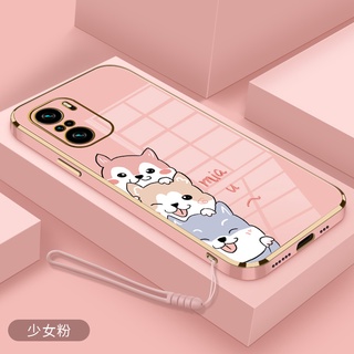 เคสโทรศัพท์มือถือชุบไฟฟ้า ขอบตรง กันลื่น พร้อมสายคล้อง สําหรับ redmi note9 k30 k30s k40 k40 pro k40s k50 k50 pro note 8t