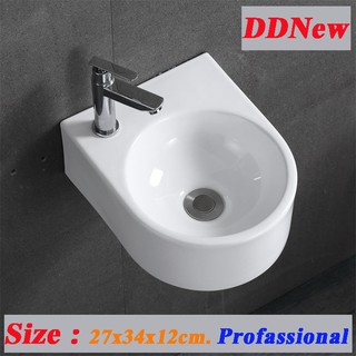 อ่างล้างหน้าเซรามิกทรงสี่เหลี่ยมมุมโค้งแบบแขวน27*34*12(Hanging basin DD210)