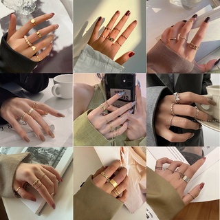 IFYOU ชุดแหวนนิ้วมือ รูปผีเสื้อ ประดับพลอยเทียม สีทอง สไตล์เกาหลี วินเทจ เครื่องประดับ ของขวัญ สําหรับผู้หญิง
