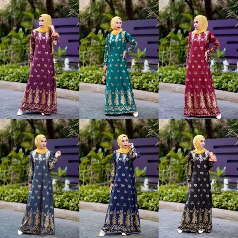 รูปภาพของชุดเดรสยาวทรงอาบาย่าพิมพ์ทอง ลายกุหลาบจุด มี3 ไซส์ เสื้อผ้ามุสลิมหญิงลองเช็คราคา