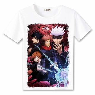 อะนิเมะ Jujutsu Kaisen Mens แขนสั้น เสื้อยืด Itadori Yuji Fushiguro Megumi Jujutsu Kaisen