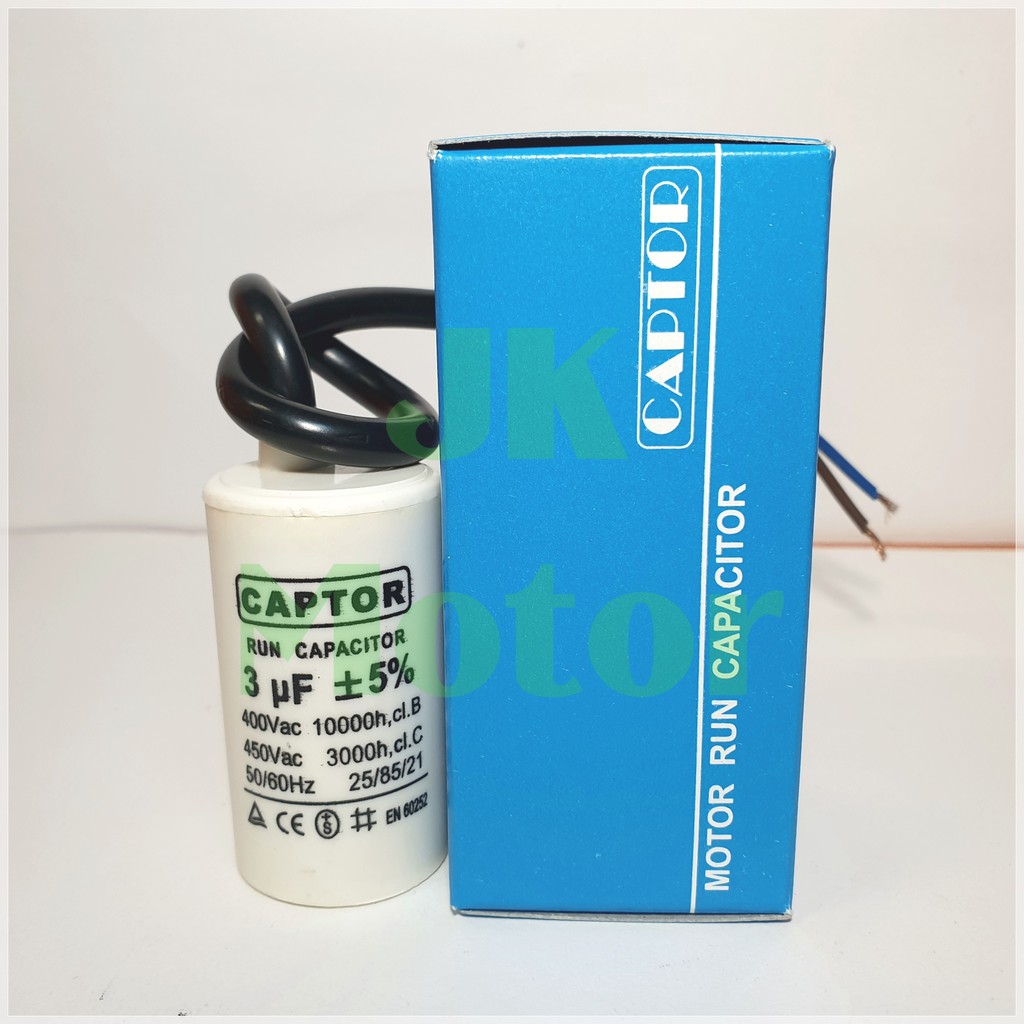 คาปาซิเตอร์รัน Run Capacitor CAPTOR ขนาด 3uF 4uF 5uF 6.3uF 8uF 10uF ...