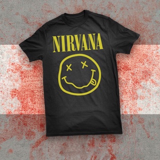 (พร้อมส่ง) เสื้อยืดลําลอง ผ้าฝ้าย แขนสั้น พิมพ์ลาย Nirvana - Smile - Murah - Band Rock - lelaki ขนาดใหญ่ สีด