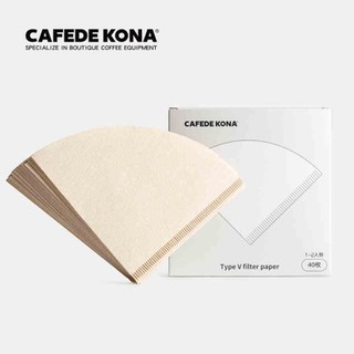 CAFEDE KONA กระดาษกรองกาแฟรูปตัววี สำหรับการดริปกาแฟ กระดาษกรองกาแฟอย่างหนาไม่ฟอกสี บรรจุ 40 แผ่น