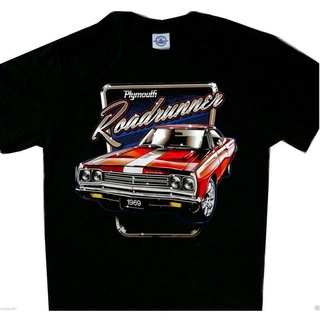 Wanyg เสื้อยืดแขนสั้น พิมพ์ลาย Plymouth Roadrunner 1969 สีดํา สไตล์คลาสสิก ของขวัญวันพ่อ สําหรับผู้ชายสามารถปรับแต่งได้