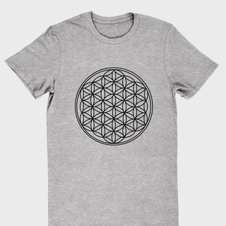 เสื้อยืดผ้าฝ้ายพิมพ์ลายขายดี เสื้อยืดลายดอกไม้แห่งชีวิต Flower of Life เรขาคณิต