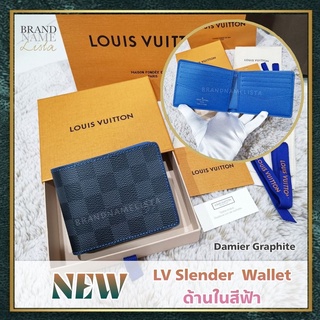 [สอบถามก่อนกดซื้อ]​ แท้​ 💯 New LV slender Damier Graphite​ สีน้ำเงิน