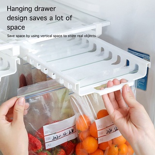 ตู้เย็นปิดผนึกถุงชั้นเก็บของตู้เย็น ออแกไนเซอร์ Telescopic คลิปแขวนรางเลื่อนถาดลิ้นชัก Fresh-Keeper กระเป๋า