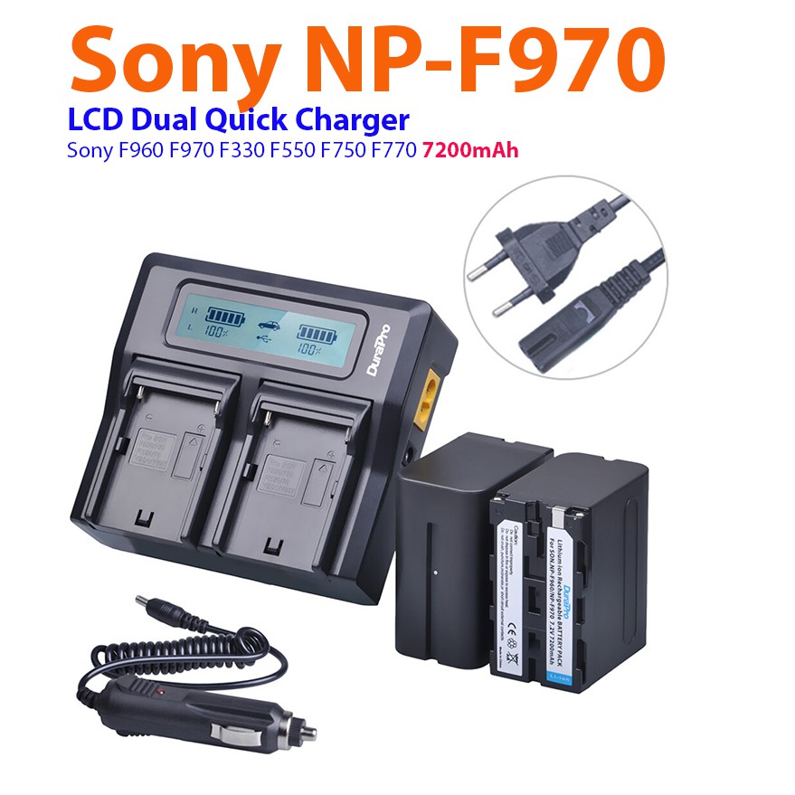 NP-F970 F960 7.2 V 7200 mAh แบตเตอรี่ + LCD สำหรับ SONY HVR