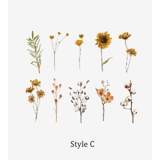 สติ๊กเกอร์ 10ชิ้น ใหญ่ โทนสีเหลืองดอกไม้ สติกเกอร์ Scrapbooking อัลบั้ม DIY สติ๊กเกอร์เครื่องเขียน