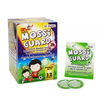 🦟แผ่นแปะกันยุง Mossi Guard สติ้กเกอร์กันยุง 60 แผ่น #ปกป้องถึง12ชม