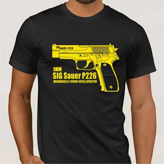 เสื้อยืดสีขาวเสื้อยืด ผ้าฝ้าย พิมพ์ลาย Sig Sauer P226 สําหรับผู้ชาย และผู้หญิงS-4XL