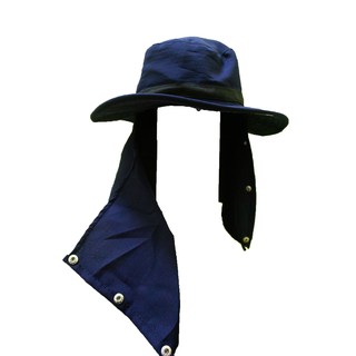 ภาพขนาดย่อของภาพหน้าปกสินค้า️หมวกปีกผ้าคลุมปิดหน้า หมวกคลุมหน้า ️(สีน้ำเงิน) จากร้าน kapongbub บน Shopee ภาพที่ 1