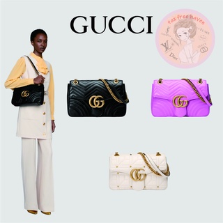 Shopee ถูกที่สุด 🔥ของแท้ 100% 🎁 แบรนด์ใหม่ Gucci GG Marmont Collection กระเป๋าสะพายไหล่ขนาดกลาง