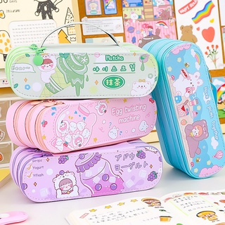 สินค้า กระเป๋าใส่ปากกาลายการ์ตูนน่ารัก Large Capacity Double-Layer Pencil Case