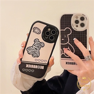 เคสโทรศัพท์มือถือ ลายหมีน่ารัก สีดํา สําหรับ Realme C53 C55 10 Pro Plus C21Y C35 C25Y C11 C15 C12 C25 C17 C25s C31 8i 7i 9i C20A 5 5i 8 8pro C3 6 6i 5s 6s 7 C20 C21 ปกอ่อน