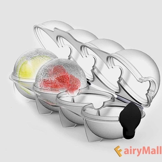 แม่พิมพ์น้ําแข็งพลาสติกทรงกลม 4 ช่องสําหรับทําน้ําแข็งวิสกี้