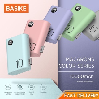 ☫BASIKE PF23P/PF22 พาวเวอร์แบงค์ 10000mAH powerbank พาวเวอร์แบงค์ของแท้ แบบพกพา mini มาการอง รับประกัน 1 ปี