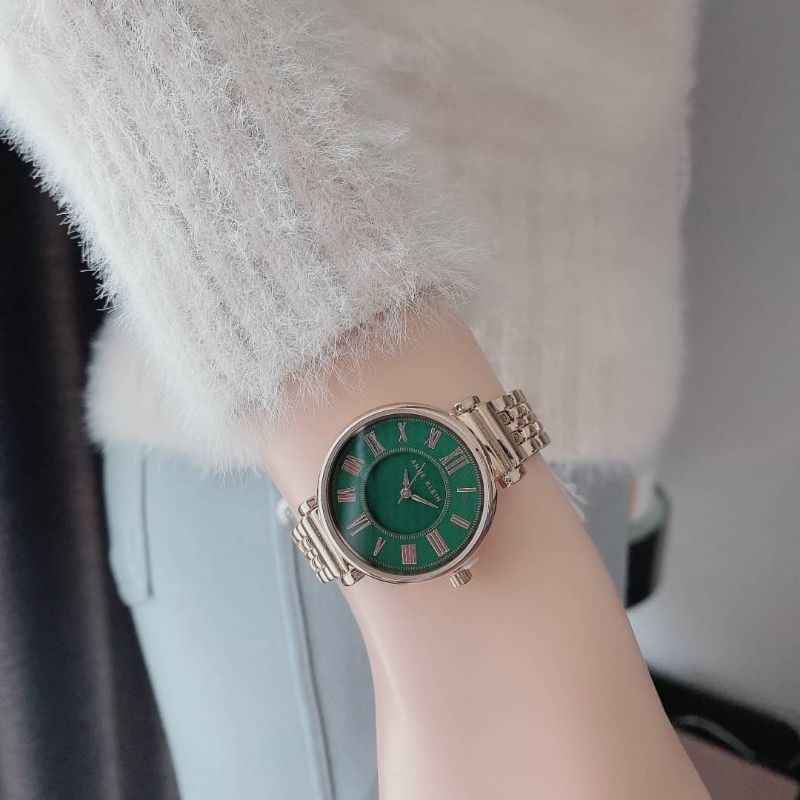นาฬิกา-anne-klein-หน้าปัดสีเขียว-anne-klein-womens-ak-2158gnrg-rose-gold-tone-bracelet-watch
