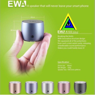 สินค้า EWA A103 ของแท้100% เสียงดีเบสแน่น แบตทนนาน4-6ชั่วโมง ตัวเล็กเหมาะสำหรับพกพา