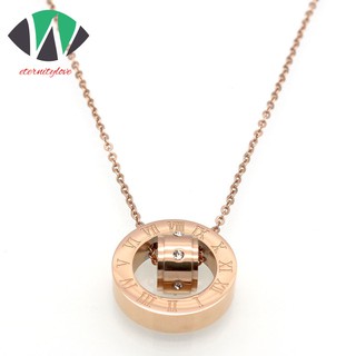 เครื่องประดับแฟชั่นผู้ชายผู้หญิงสร้อยคอสแตนเลสเลขโรมัน Rhinestone