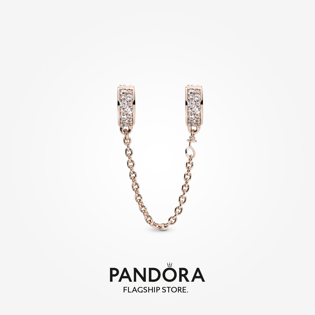 pandora-จี้คลิปหนีบโซ่-ชุบโรสโกลด์-14k-สีใส-ของขวัญวันเกิด-สําหรับสุภาพสตรี-p825