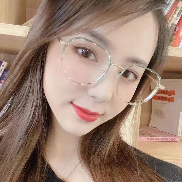 แว่นตาสายตาสั้น-แว่นสายตาสั้น-50-600-กรอบโลหะใส-ทรงวงรี-เบาพิเศษ-สีดํา-แฟชั่นสําหรับผู้หญิง-แว่นกลม