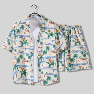 ภาพหน้าปกสินค้าเสื้อเชิ้ตแขนสั้น กางเกงฮาวาย ลําลอง ทรงหลวม ลายดอกไม้ เหมาะกับเดินชายหาด สไตล์ฮาวาย สําหรับผู้ชาย และคู่รัก ที่เกี่ยวข้อง