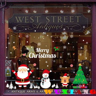 【wuxiang】สติกเกอร์ติดผนัง หน้าต่าง ลายการ์ตูน Merry Christmas